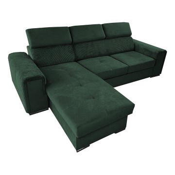 Canapé d'angle universel convertible en L avec rangement SALVADA vert
