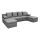 Canapé d'angle universel en forme de U, rembourré et pliable ALMEIDA gris