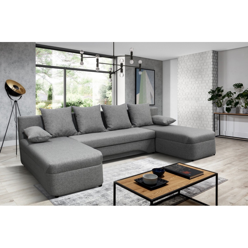 Canapé d'angle universel en forme de U, rembourré et pliable ALMEIDA gris