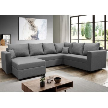 Canapé d'angle universel en forme de U, rembourré et pliable SEYA gris