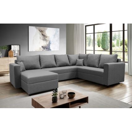 Canapé d'angle universel en forme de U, rembourré et pliable SEYA gris