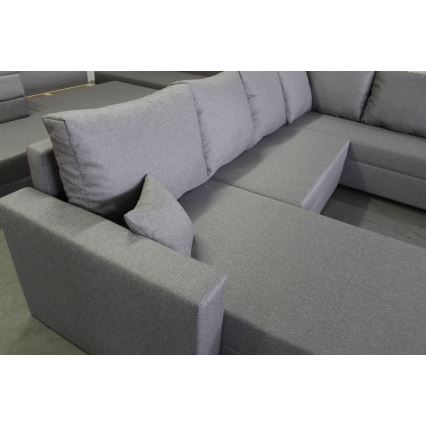 Canapé d'angle universel en forme de U, rembourré et pliable SEYA gris