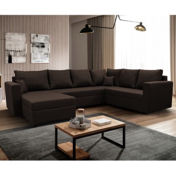 Canapé d'angle universel en forme de U, rembourré et pliable SEYA marron