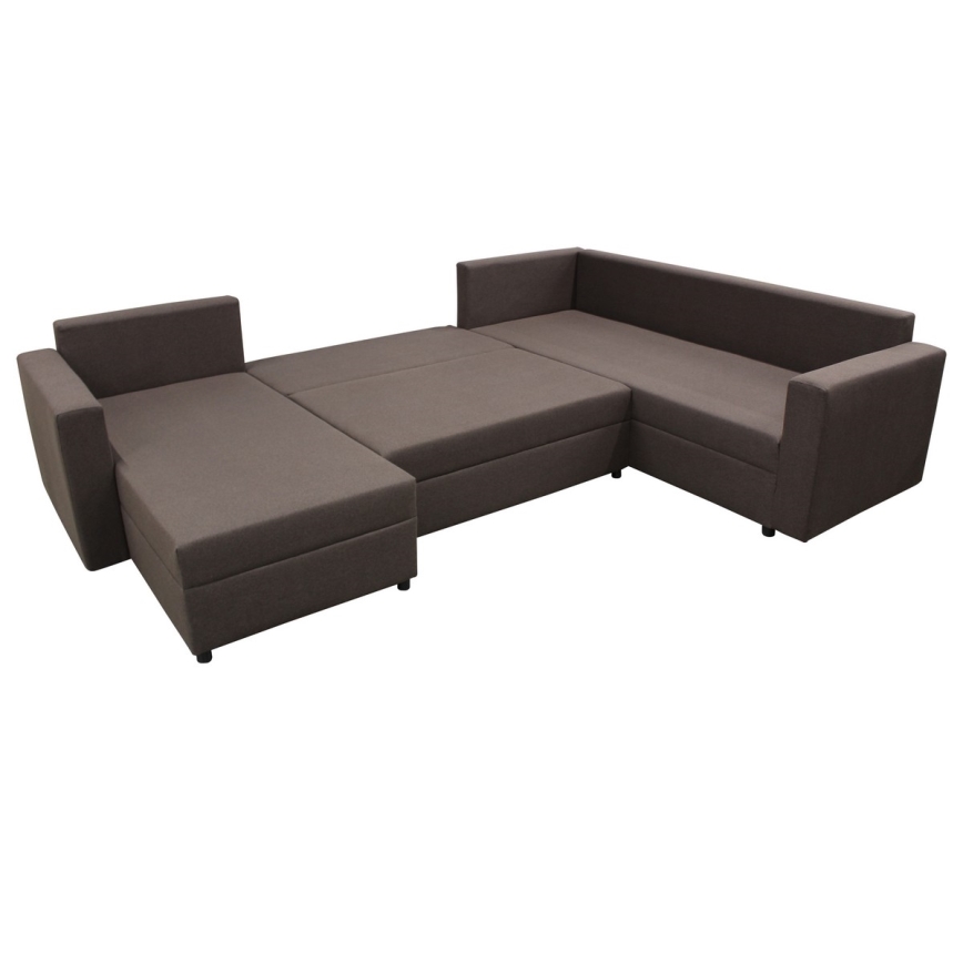 Canapé d'angle universel en forme de U, rembourré et pliable SEYA marron