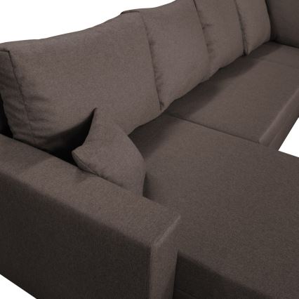 Canapé d'angle universel en forme de U, rembourré et pliable SEYA marron