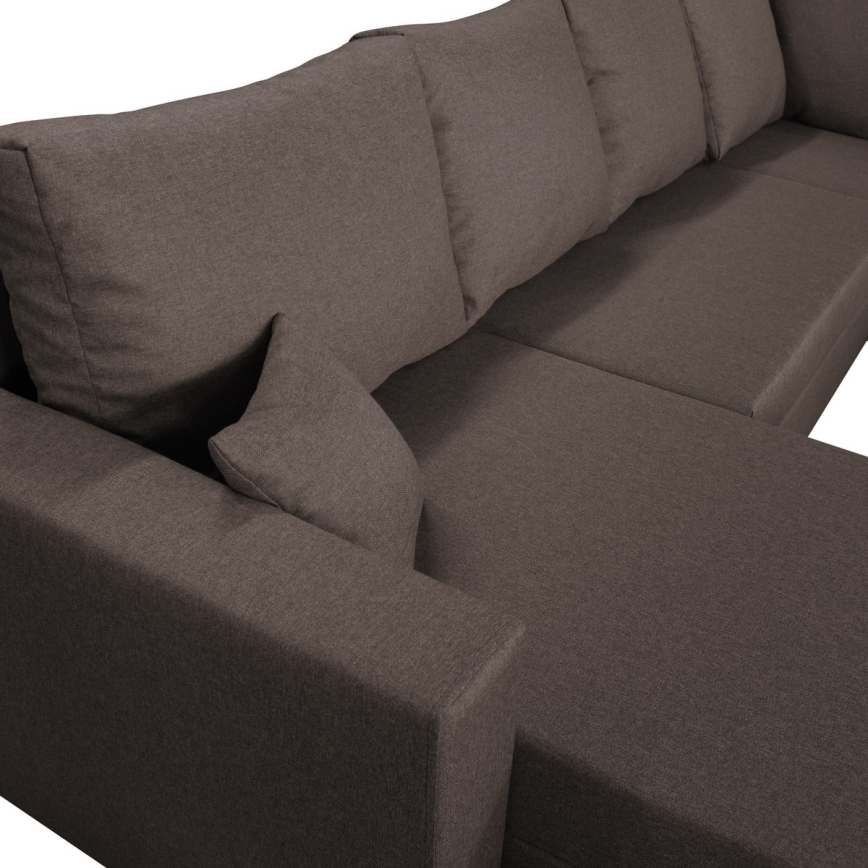 Canapé d'angle universel en forme de U, rembourré et pliable SEYA marron