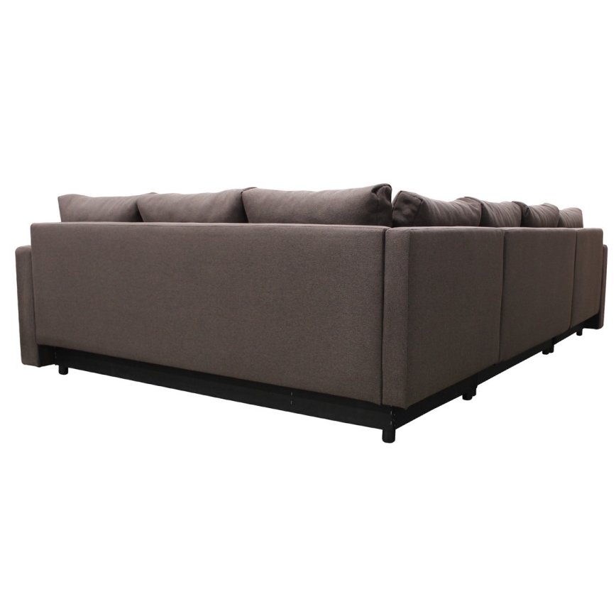 Canapé d'angle universel en forme de U, rembourré et pliable SEYA marron