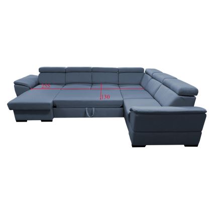 Canapé d'angle convertible en U avec rangement universel GRANADA bleu