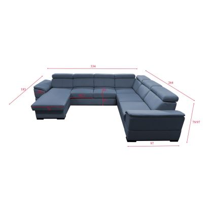 Canapé d'angle convertible en U avec rangement universel GRANADA bleu