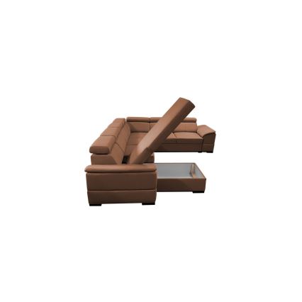 Canapé d'angle convertible en U avec rangement universel GRANADA marron