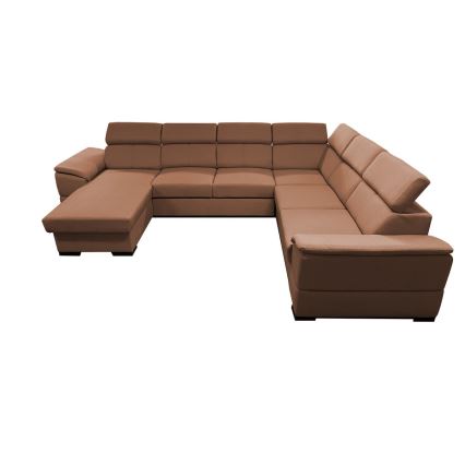 Canapé d'angle convertible en U avec rangement universel GRANADA marron