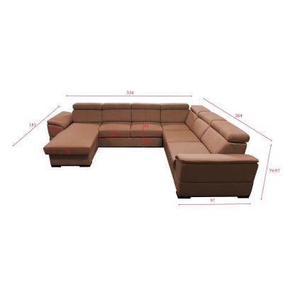Canapé d'angle convertible en U avec rangement universel GRANADA marron