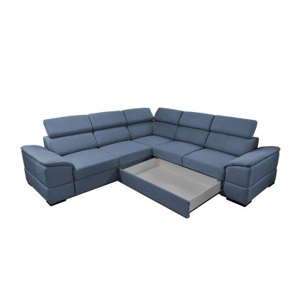 Canapé d'angle convertible universel avec rangement GRANADA bleu