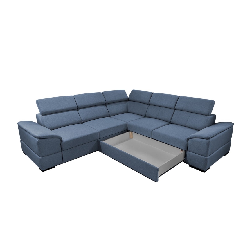 Canapé d'angle convertible universel avec rangement GRANADA bleu