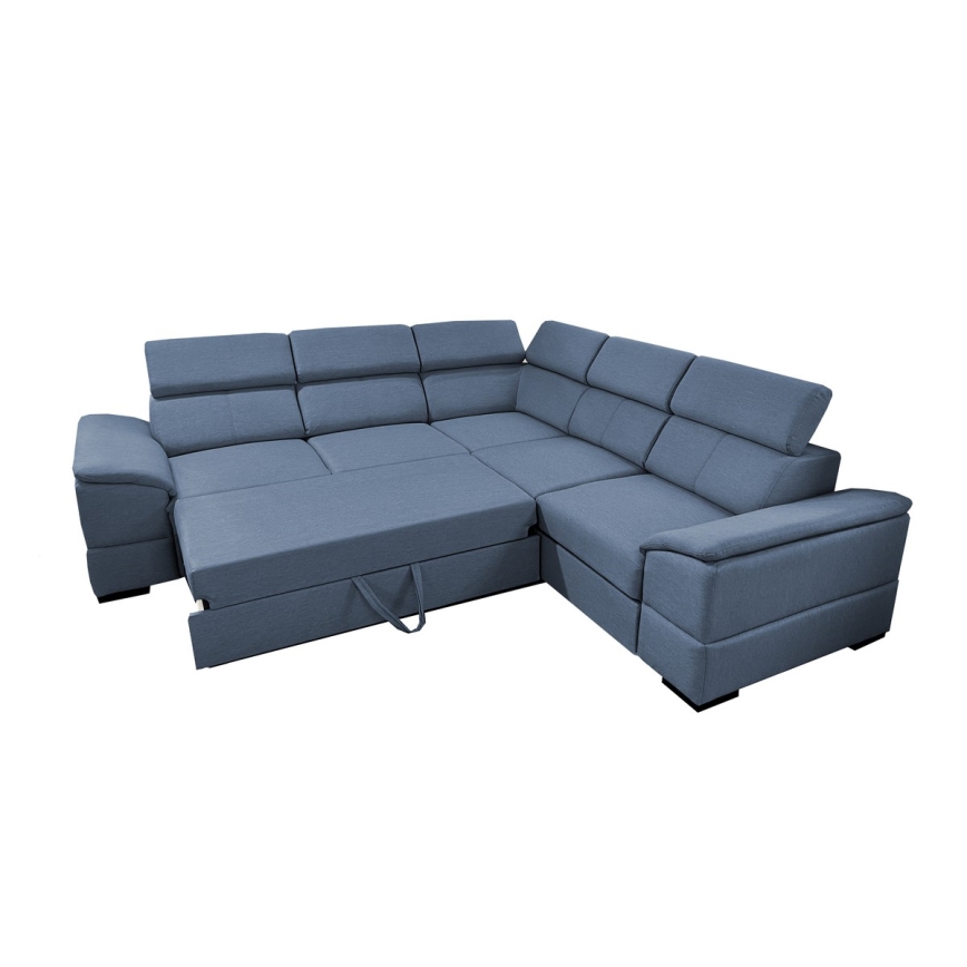 Canapé d'angle convertible universel avec rangement GRANADA bleu