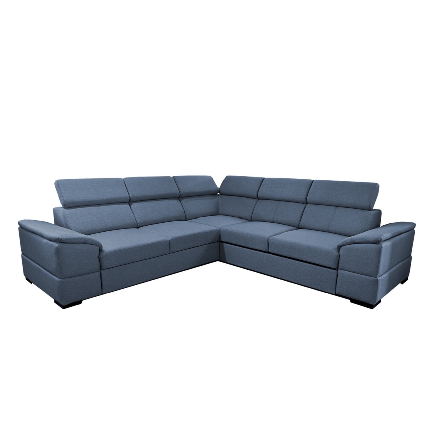 Canapé d'angle convertible universel avec rangement GRANADA bleu