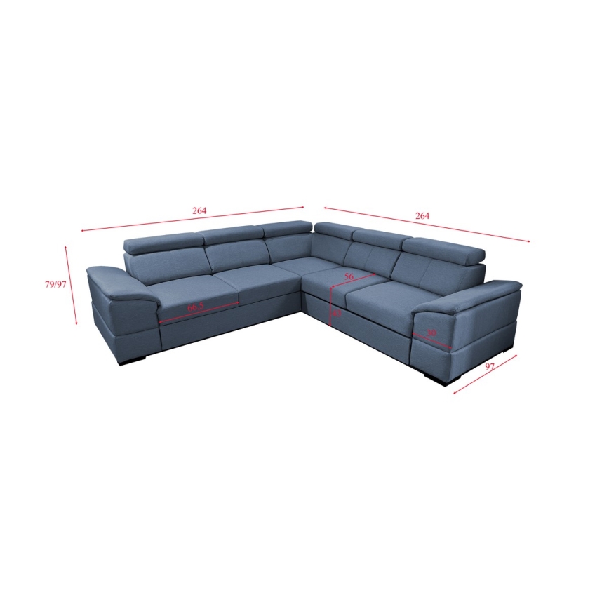 Canapé d'angle convertible universel avec rangement GRANADA bleu