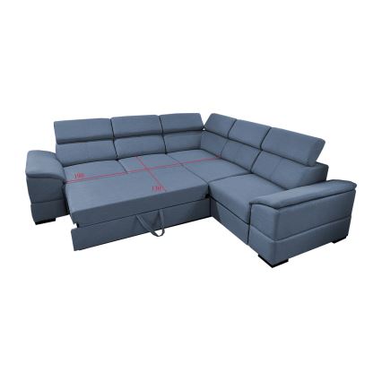 Canapé d'angle convertible universel avec rangement GRANADA bleu