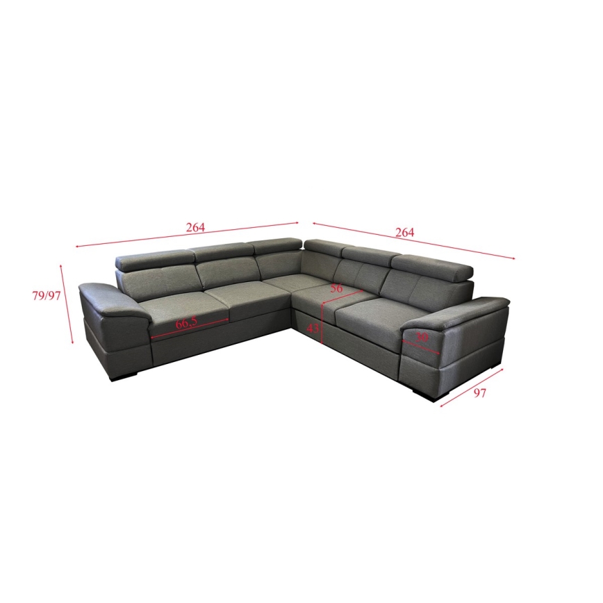 Canapé d'angle convertible universel avec rangement GRANADA gris foncé