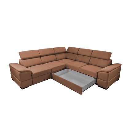 Canapé d'angle universel convertible avec rangement GRANADA marron