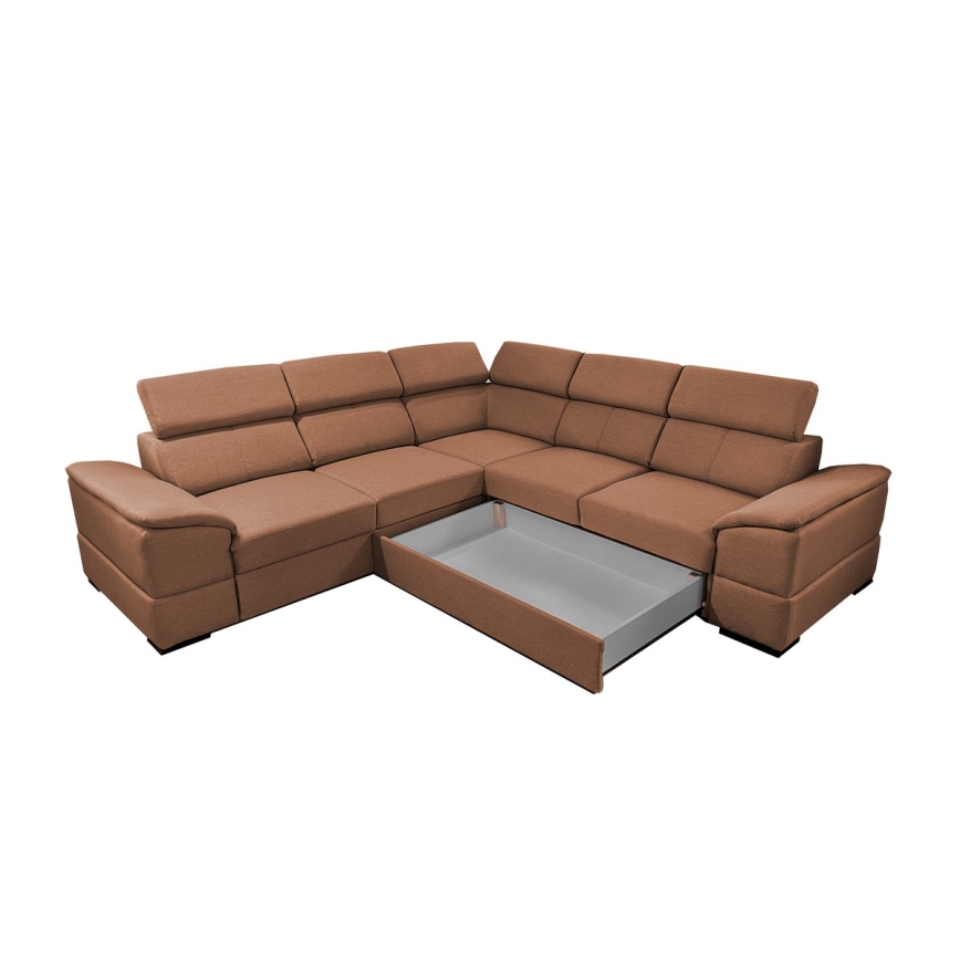 Canapé d'angle universel convertible avec rangement GRANADA marron