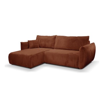 Canapé d'angle universel pliable en L avec espace de rangement FRIDA marron