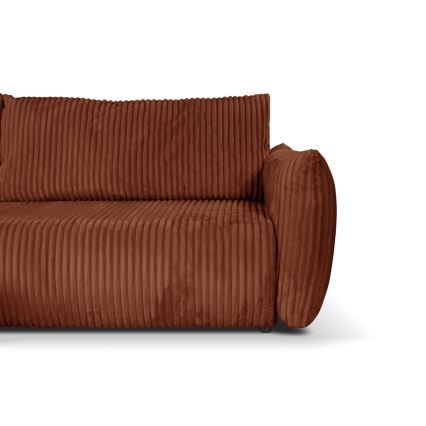 Canapé d'angle universel pliable en L avec espace de rangement FRIDA marron