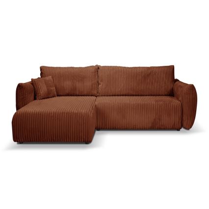 Canapé d'angle universel pliable en L avec espace de rangement FRIDA marron