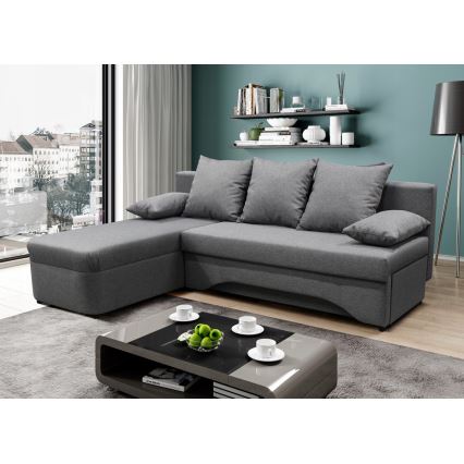 Canapé d'angle universel pliable et rembourré en forme de L ALMEIDA gris
