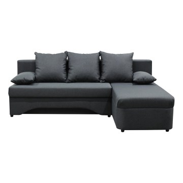 Canapé d'angle universel rembourré et pliable en L ALMEIDA anthracite