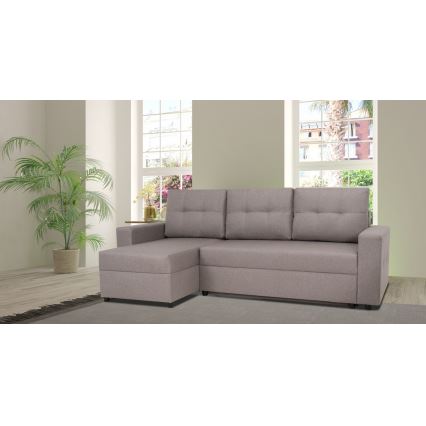 Canapé d'angle universel avec fonction couchage et espace de rangement SEVILLA gris