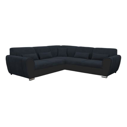 Canapé d'angle convertible avec rangement en L VISEU droit anthracite/noir