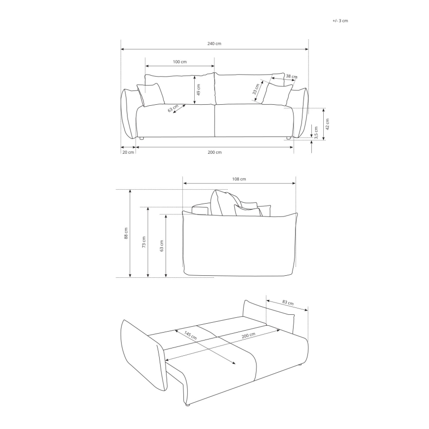 Canapé-lit 2 places FRIDA marron