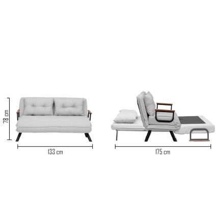 Canapé-lit 2 places QIRA gris