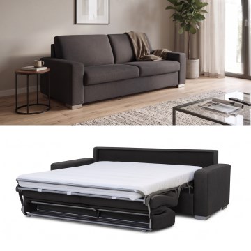 Canapé-lit 3 places LEKA, marron — conçu pour un couchage quotidien