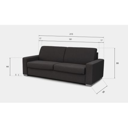 Canapé-lit 3 places LEKA, marron — conçu pour un couchage quotidien