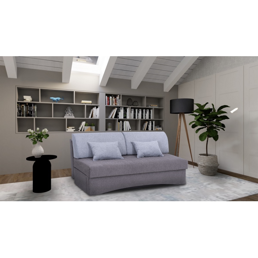 Canapé convertible rembourré 3 places, adapté au couchage quotidien, sans accoudoirs PAUL, gris