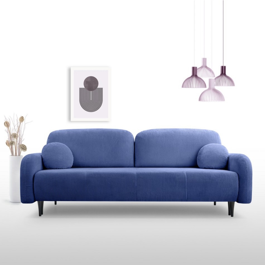 Canapé-lit rembourré 3 places CLOUDY, bleu