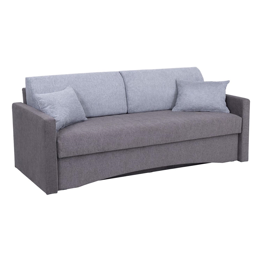 Canapé-lit rembourré 3 places PAUL, convertible pour couchage quotidien avec accoudoirs, gris