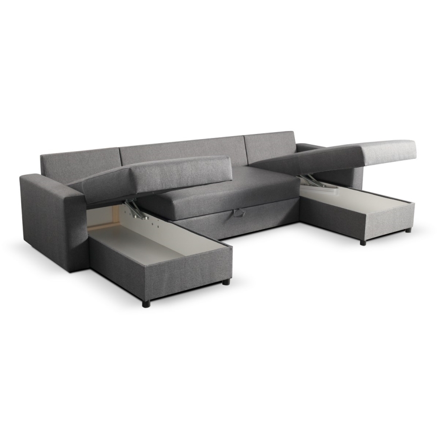 Canapé pliable en U avec espace de rangement JANISE gris