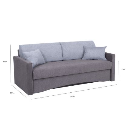 Canapé pliable rembourré avec accoudoirs PAUL gris