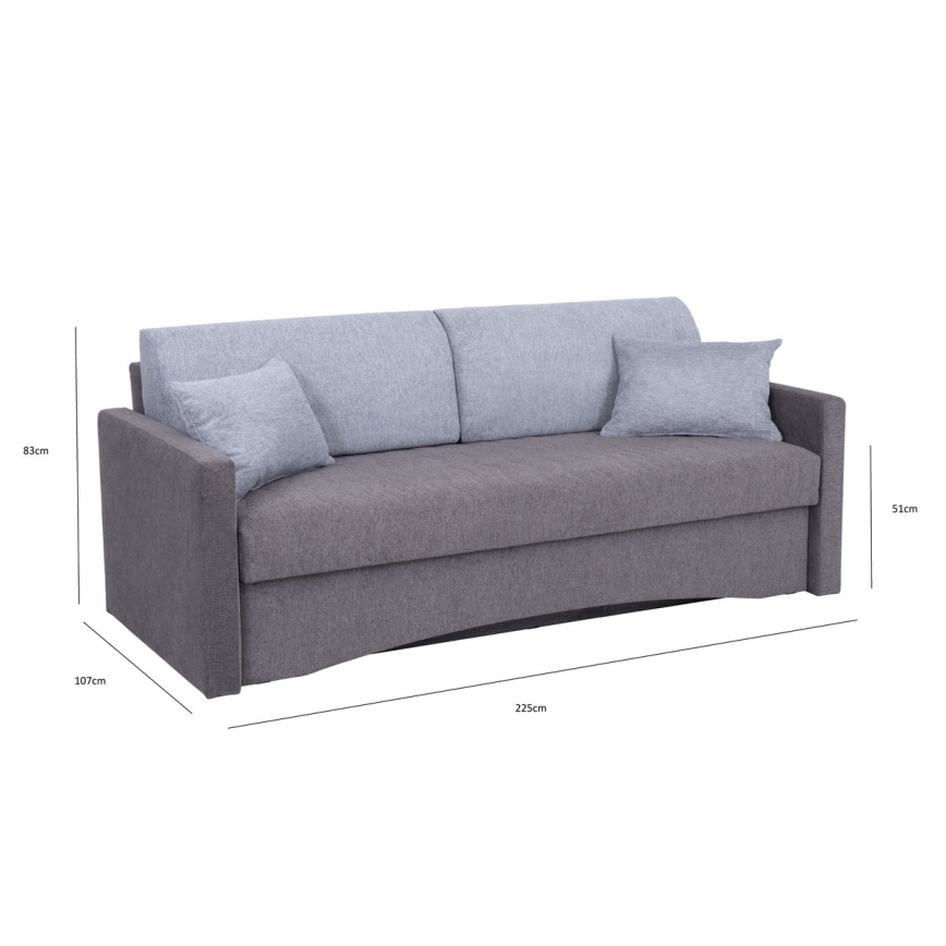 Canapé pliable rembourré avec accoudoirs PAUL gris