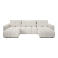 Canapé rembourré convertible en U ALMADA avec coffre de rangement, beige