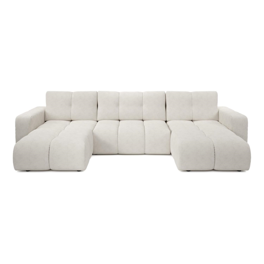 Canapé rembourré convertible en U ALMADA avec coffre de rangement, beige