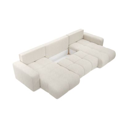 Canapé rembourré convertible en U ALMADA avec coffre de rangement, beige