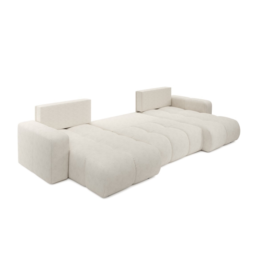 Canapé rembourré convertible en U ALMADA avec coffre de rangement, beige