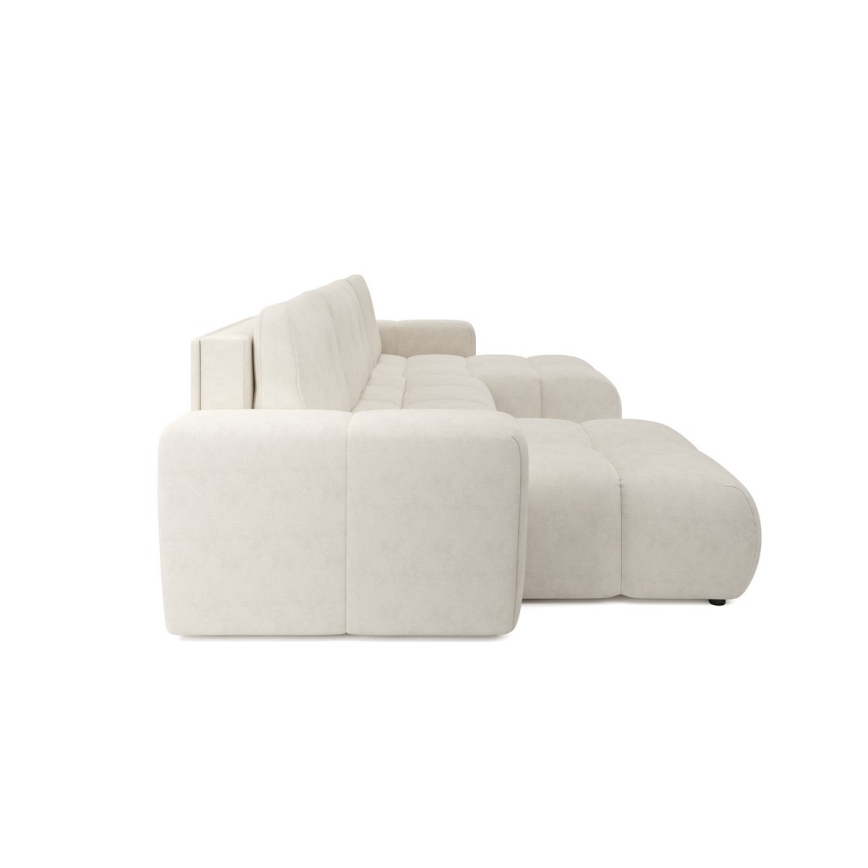 Canapé rembourré convertible en U ALMADA avec coffre de rangement, beige