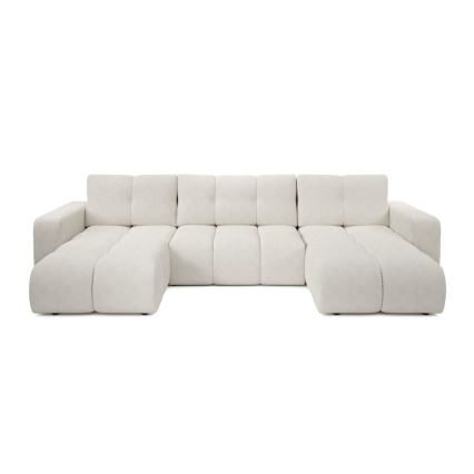 Canapé rembourré convertible en U ALMADA avec coffre de rangement, beige