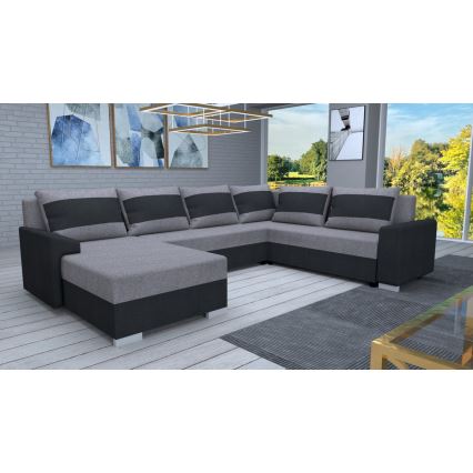 Canapé universel pliable en forme de U, rembourré OXFORD noir/gris