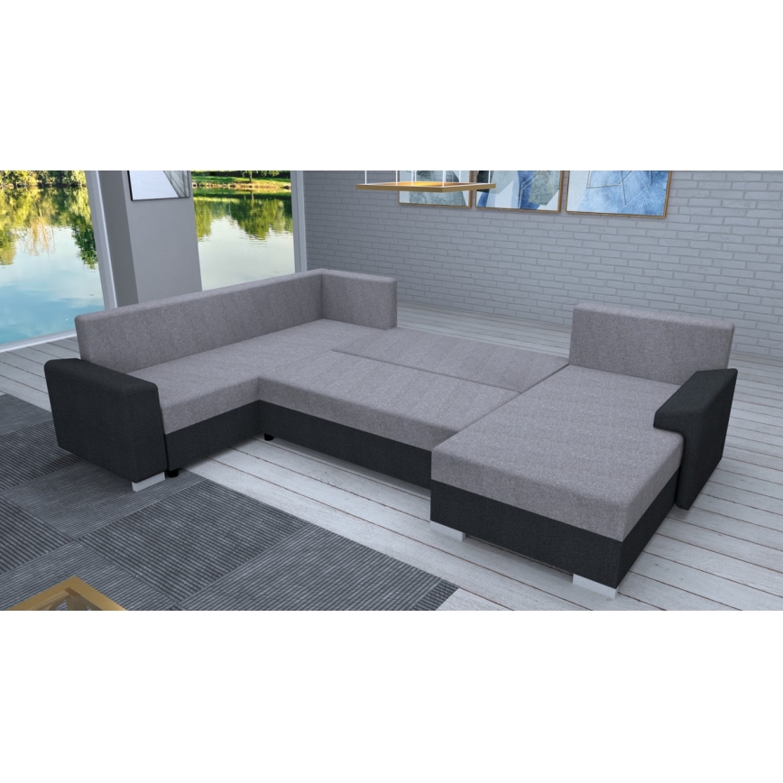 Canapé universel pliable en forme de U, rembourré OXFORD noir/gris